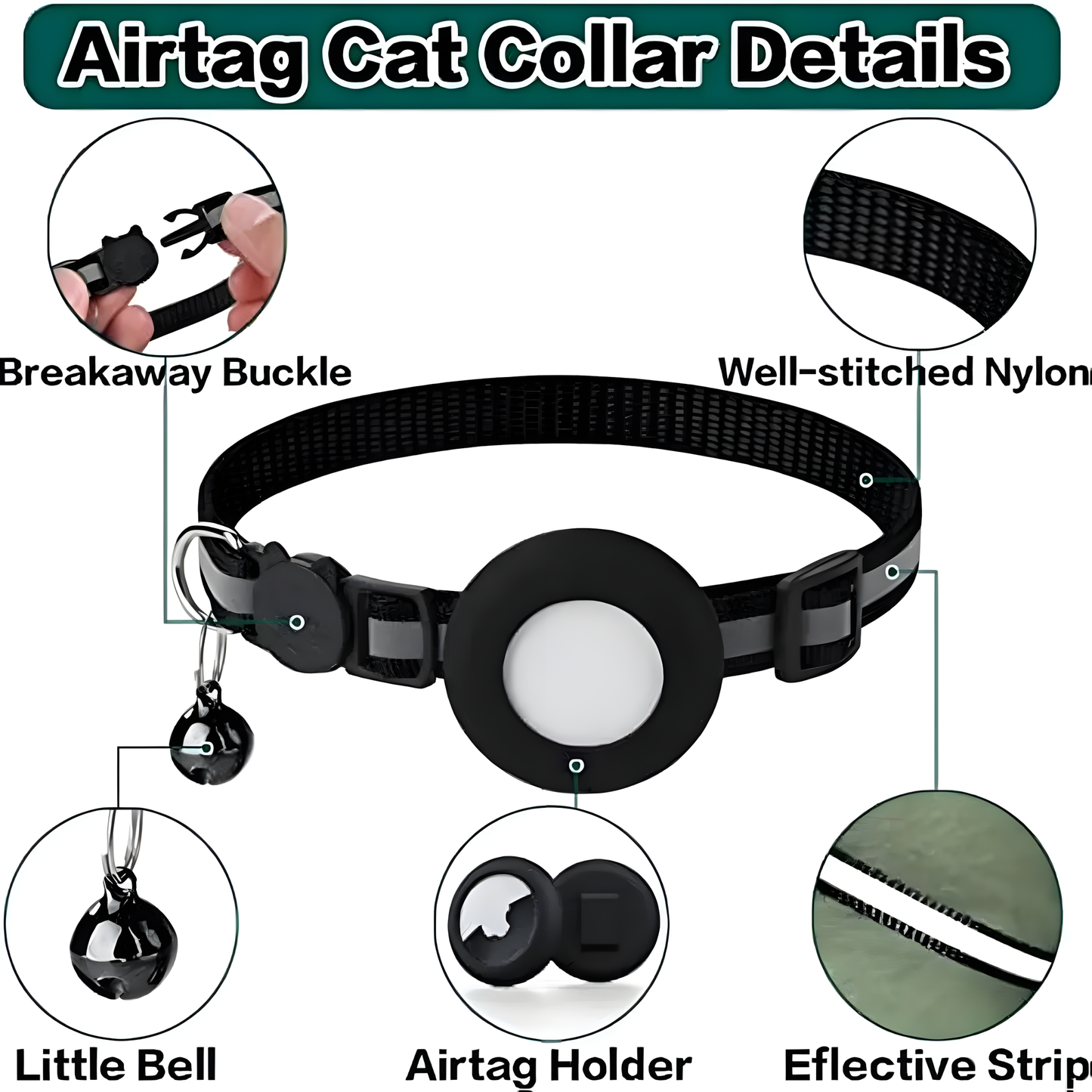 Cat Collar With Airtag Holder